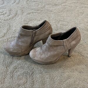 Me Too Tan Suede Ankle Booties